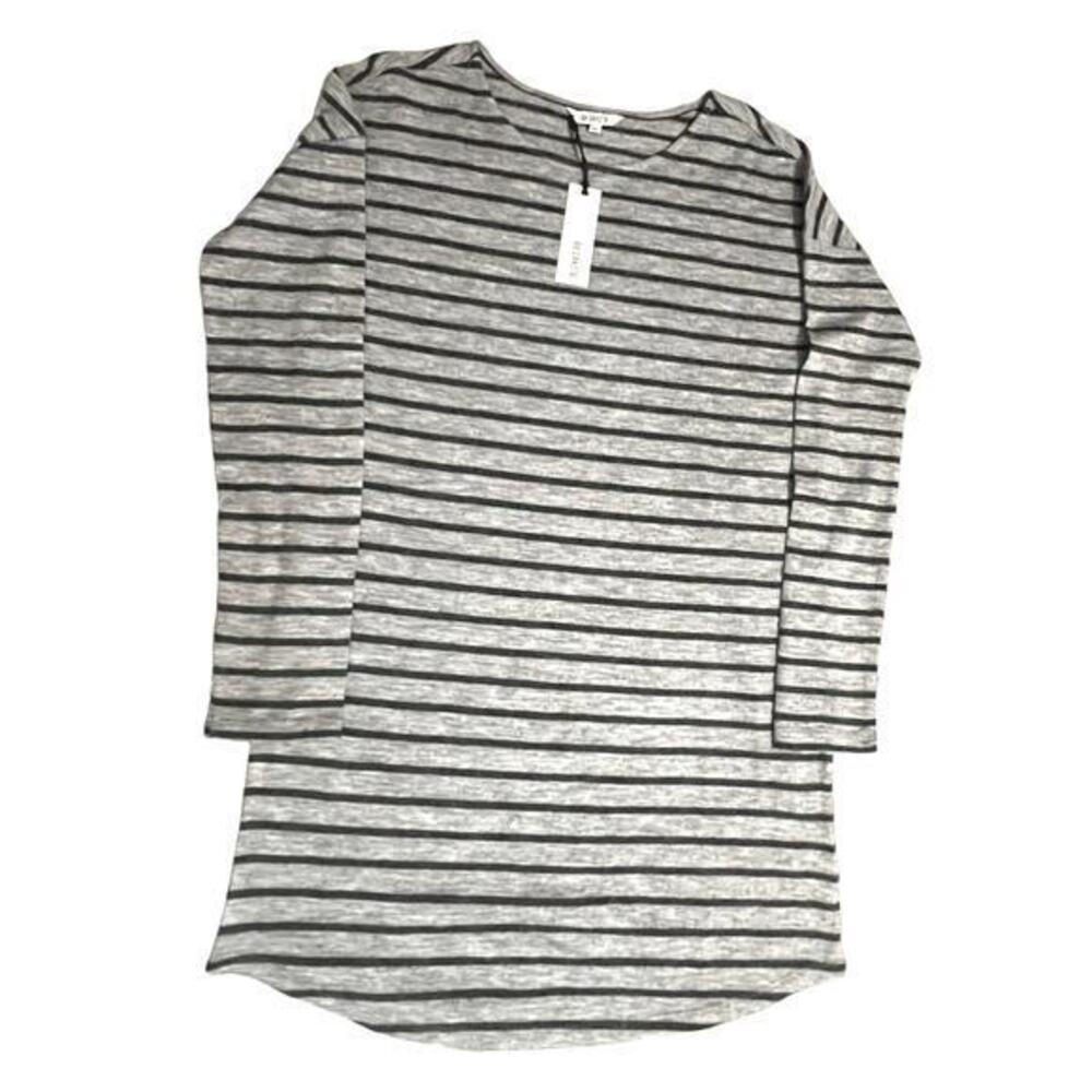BB Dakota by Steve Madden Gray Black Stripe Long Sleeve Sweater Dress Size Large